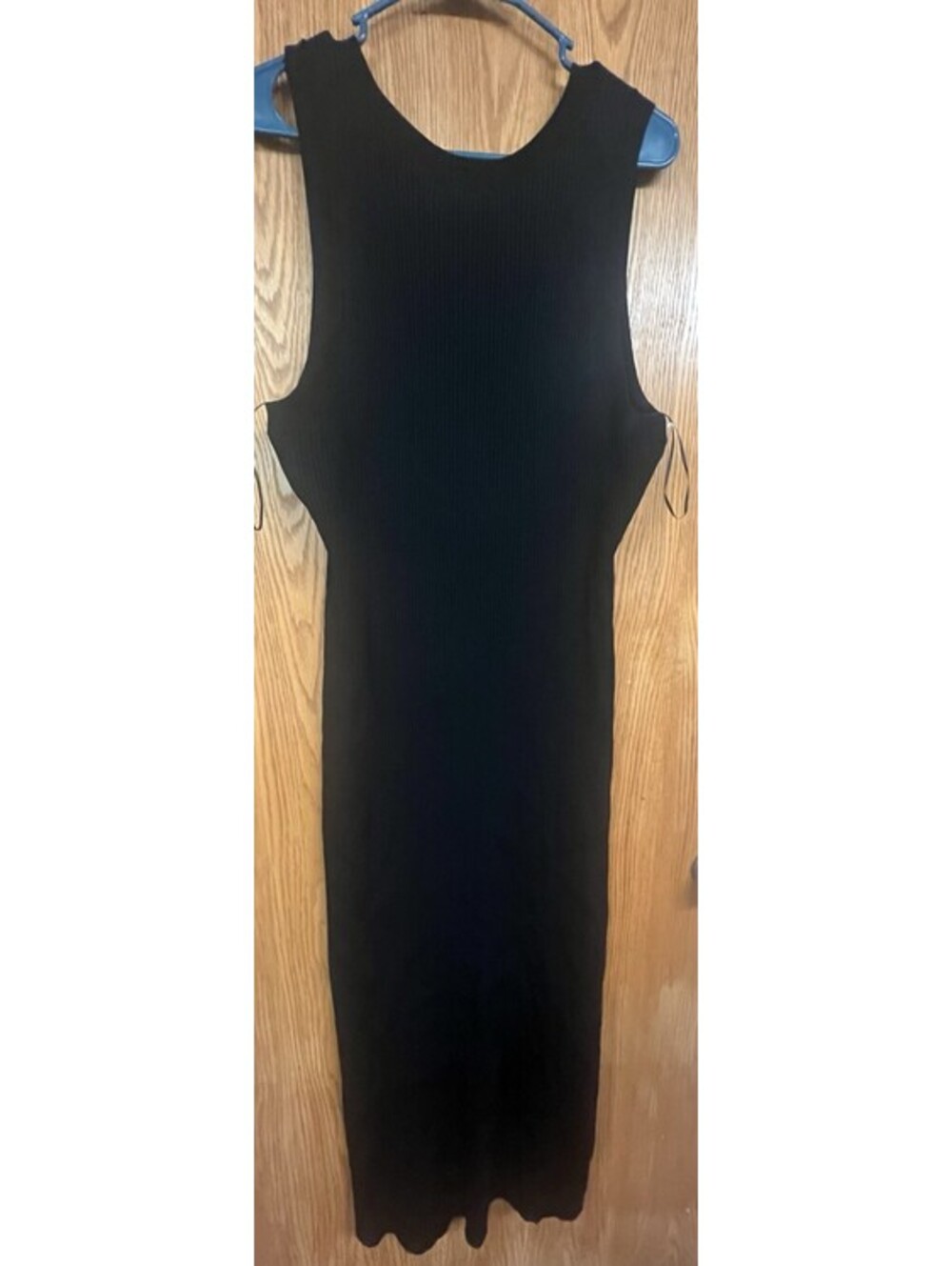 GOOD AMERICAN Shine Rib Sleeveless Maxi Dress In Black Size 4 US Xl